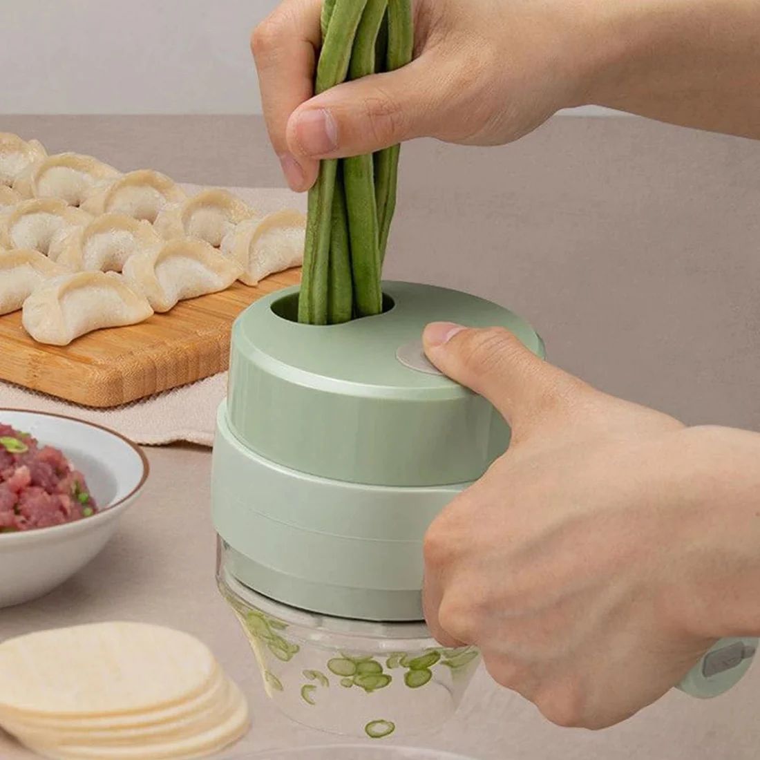 Handheld Electric Food Chopper – Ergonomic Design with Spatula & Cleaning Brush (1200mAh) - Infinitygallery.store