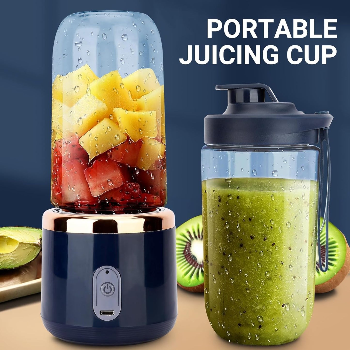 2-in-1 Portable Juicer Bottle – USB Rechargeable Smoothie & Shake Blender (400ml) - Infinitygallery.store
