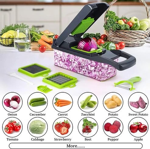 8-in-1 Vegetable Chopper & Slicer – Multifunctional Cutter with Stainless Steel Blades - Infinitygallery.store