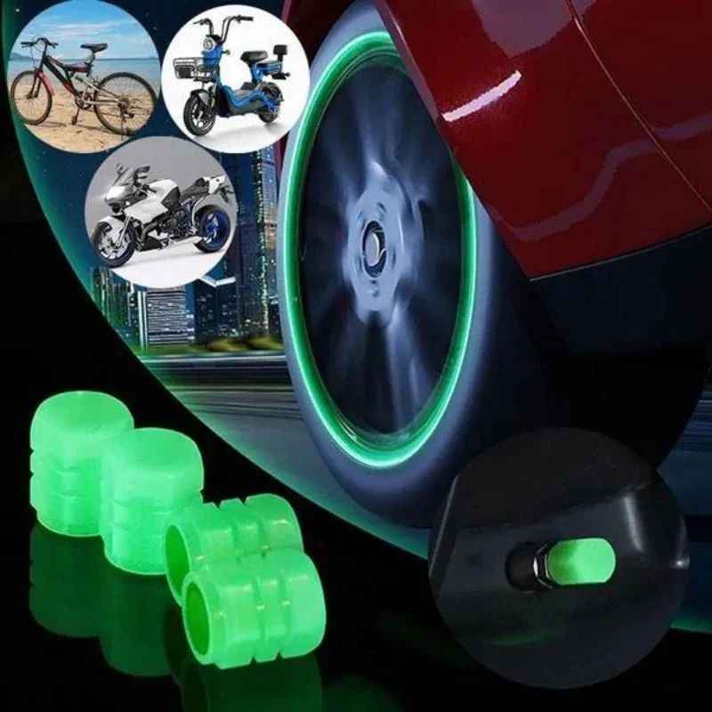 Luminous Tire Valve Caps (4-Pack) – LED Glowing Car Wheel Lights for Cars, Bikes & Motorcycles