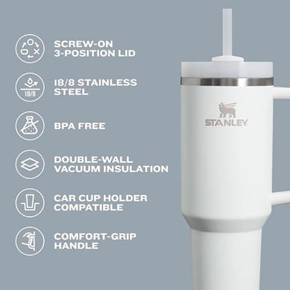 Stanley Quencher Tumbler – 40oz Recycled Stainless Steel Insulated Travel Mug with Lid & Straw - Infinitygallery.store