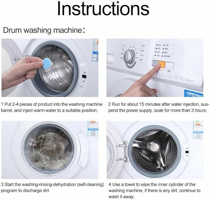 Washing Machine Cleaner Tablets (Pack of 12) – Deep Clean & Odor Removal for All Washers - Infinitygallery.store