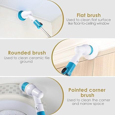 3-in-1 Electric Spin Scrubber Machine – Cordless Power Cleaner with 3 Brush Heads & Extendable Handle - Infinitygallery.store