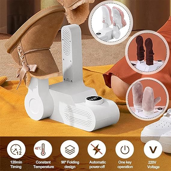 Foldable Electric Shoe Dryer – Portable 90° Folding Design with Timer & Constant Temperature - Infinitygallery.store