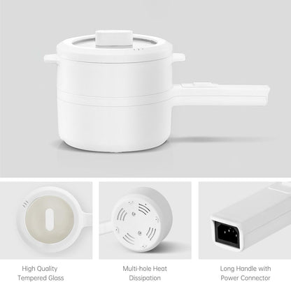 Electric Hot Pot with Steamer – 1.5L Non-Stick Mini Cooker, Adjustable Power (700W), Compact & Portable - Infinitygallery.store