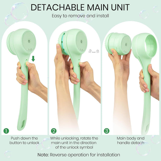 Electric Body Brush with 5-in-1 Heads – Dual Handle Shower Scrubber for Deep Cleansing - Infinitygallery.store