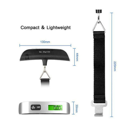 Electronic Luggage Scale – Digital Hanging Travel Weight Scale with LCD Display (Up to 50kg/110lbs) - Infinitygallery.store