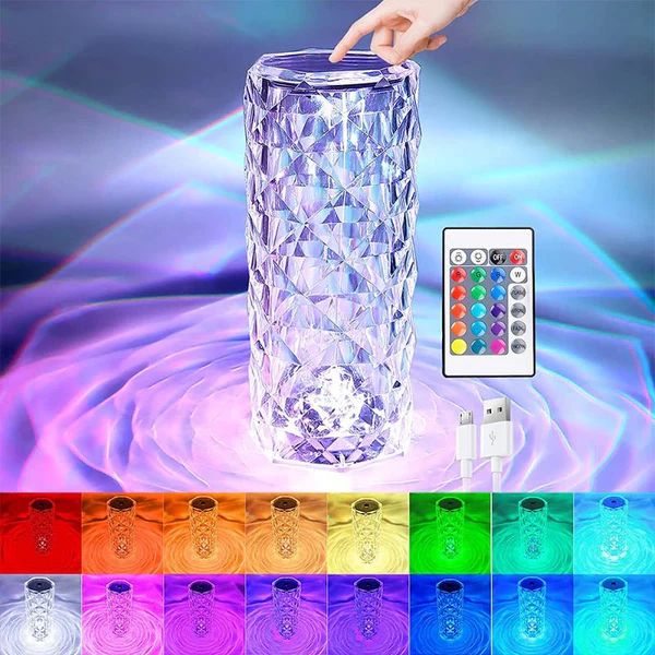 LED Crystal Table Lamp – 3D Diamond Light with Remote & Touch Control - Infinitygallery.store