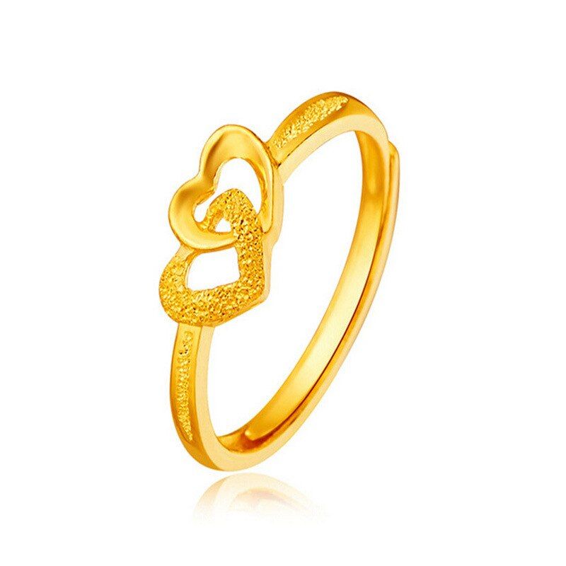 Gold Plated Retro Heart Ring – Adjustable Vintage Open Band - Infinitygallery.store