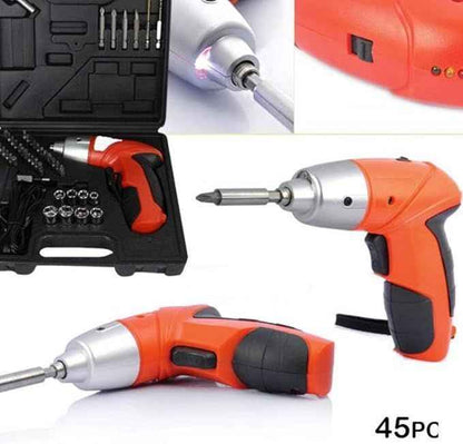 45-Piece Cordless Screwdriver Set – Lightweight, Portable & Ergonomic Design