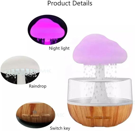 Cloud Rain Humidifier & Aroma Diffuser – LED Night Light, Mist Maker & Essential Oil Diffuser - Infinitygallery.store