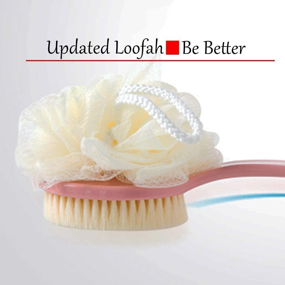 2-in-1 Long Handle Bath Brush & Loofah – Dual-Sided Back Scrubber for Deep Cleaning & Exfoliation - Infinitygallery.store