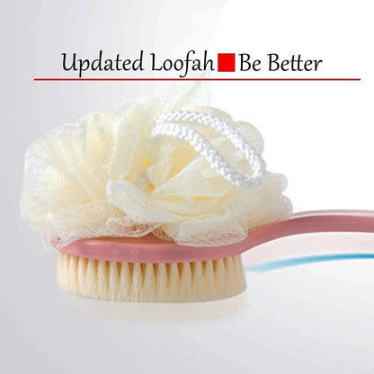 2-in-1 Long Handle Bath Brush & Loofah – Dual-Sided Back Scrubber for Deep Cleaning & Exfoliation - Infinitygallery.store