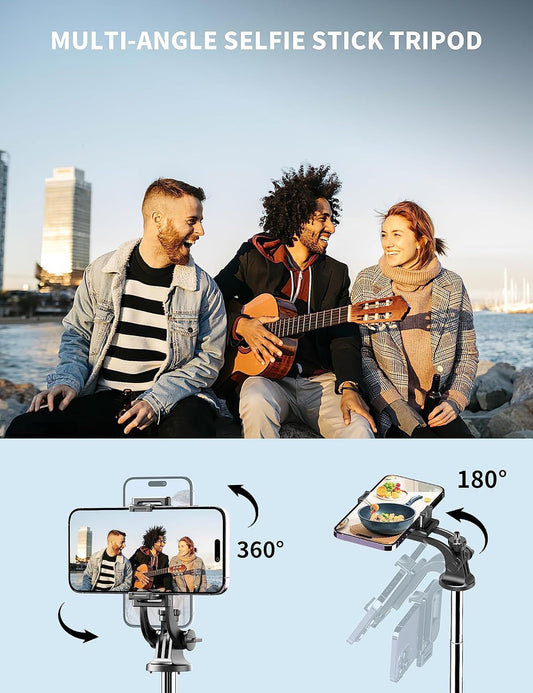 71" Selfie Stick Tripod with Wireless Remote – Extendable & Rotatable Phone Stand for Travel, Vlogging, and Live Streaming - Infinitygallery.store