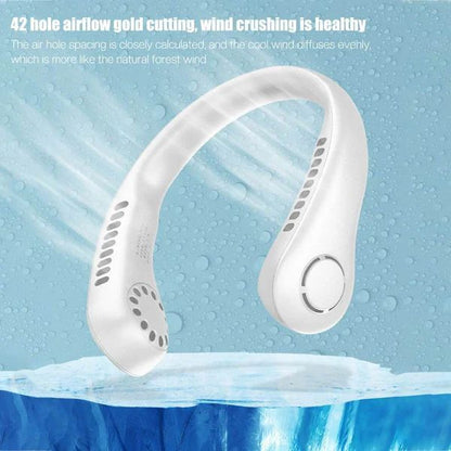 Vaneless Neck Hanging Fan – Hands-Free Wearable Fan with 48 Air Vents & USB Rechargeable Battery - Infinitygallery.store