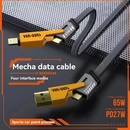 4-in-1 Gold-Plated Car Charging Cable – USB-C & Lightning Fast Charger - Infinitygallery.store