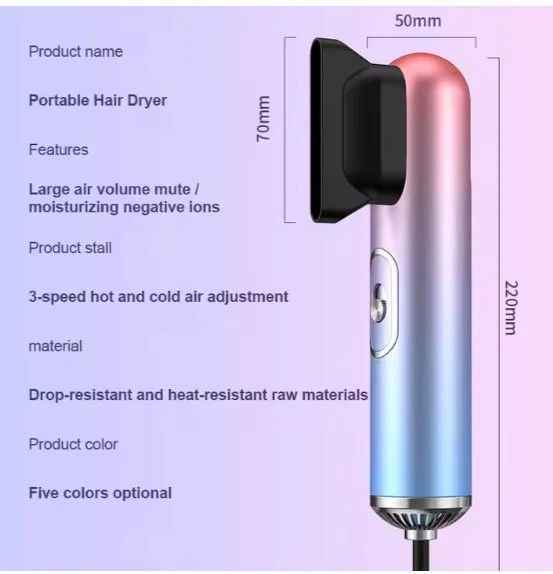 Compact Hair Dryer – Foldable, Ionic, and Travel-Friendly