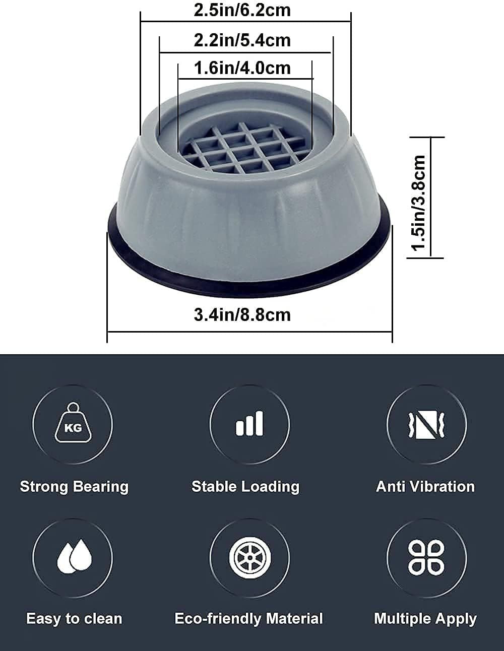 Anti-Vibration Refrigerator Pads – Shock Absorbing Rubber Feet (Set of 4) - Infinitygallery.store