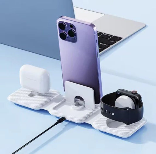 Foldable 3-in-1 Magnetic Wireless Charger – For iPhone, Apple Watch & AirPods - Infinitygallery.store
