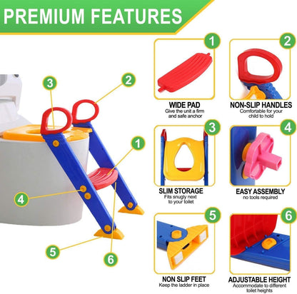 Children’s Toilet Ladder Trainer – Adjustable, Foldable & Non-Slip Potty Training Seat - Infinitygallery.store