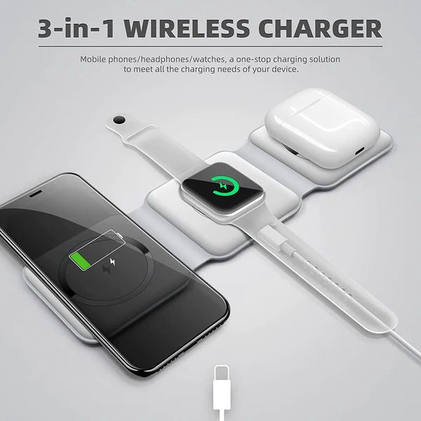 3-in-1 Wireless Charging Station – Foldable Fast Charger for iPhone, Apple Watch & AirPods - Infinitygallery.store