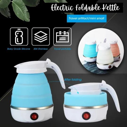 Electric Foldable Travel Kettle – 600ml Collapsible, Dual Voltage, Food-Grade Silicone - Infinitygallery.store