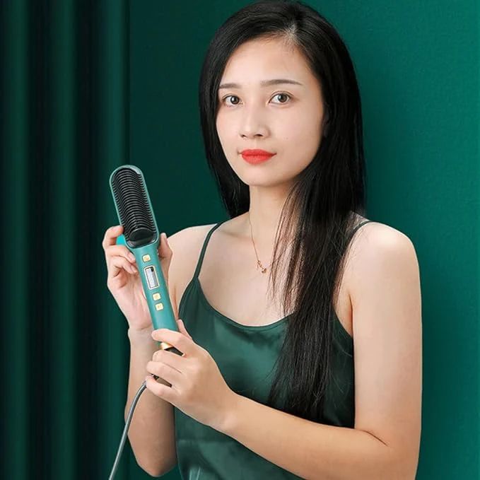 2-in-1 Ionic Hair Straightener Comb with Anti-Scald Design & Protein Coating - Infinitygallery.store