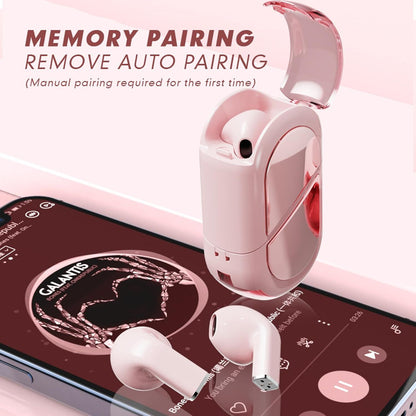 Pink Heart Bluetooth Earbuds for Girls – Cute Convertible Case & Long Battery Life - Infinitygallery.store