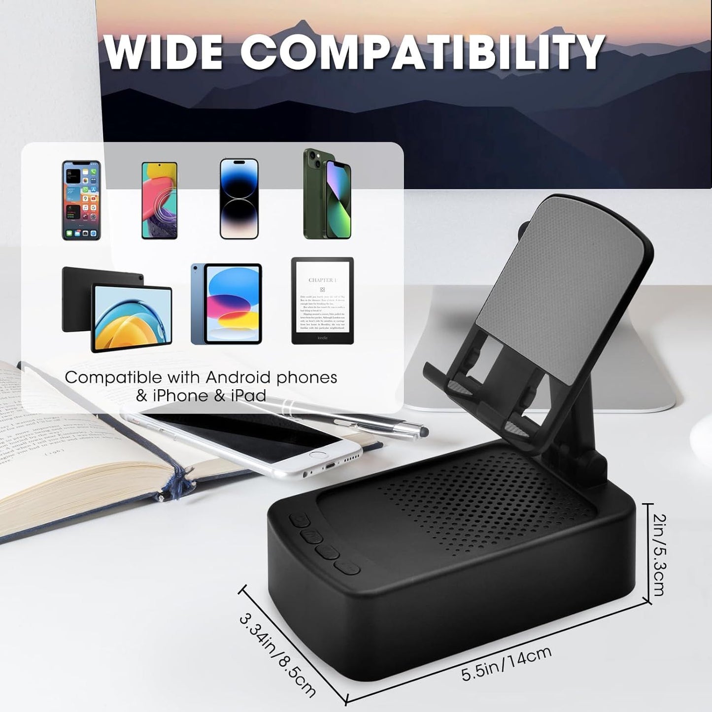 Roarswa 4-in-1 Mobile Phone Holder with HD Bluetooth Speaker – Adjustable Stand & USB Power Station - Infinitygallery.store
