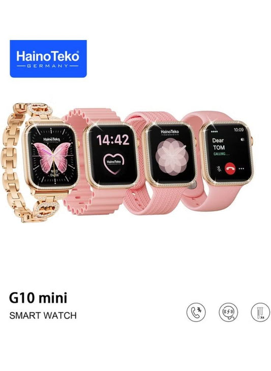 Haino Teko G10 Mini Smart Watch – 4 Straps, Bluetooth Call, Always-On Display & Wireless Charging | Infinity Gallery - Infinitygallery.store
