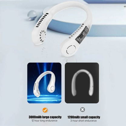 Vaneless Neck Hanging Fan – Hands-Free Wearable Fan with 48 Air Vents & USB Rechargeable Battery - Infinitygallery.store