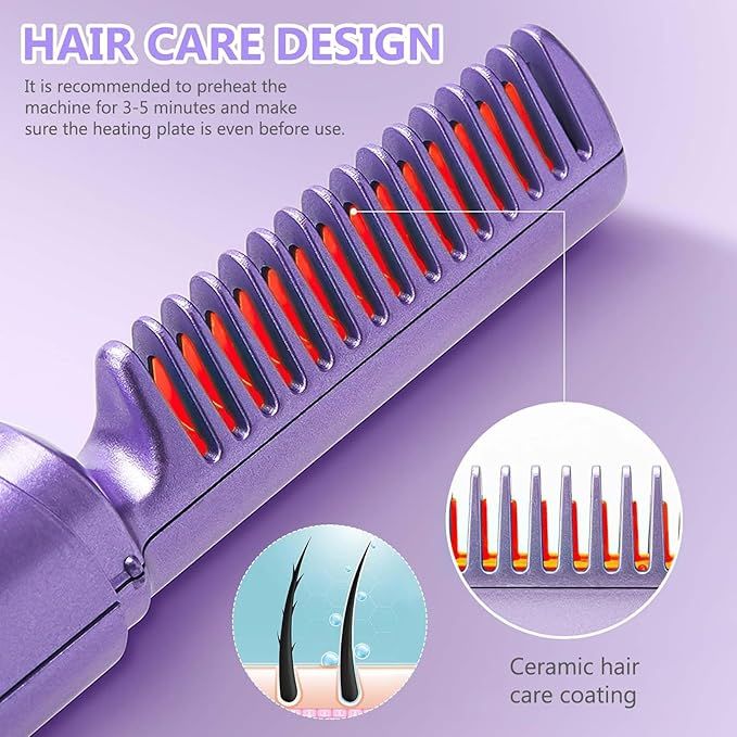 ✨ Portable Hair Straightener Comb – Negative Ion, Anti-Frizz, Ceramic Heated Brush - Infinitygallery.store