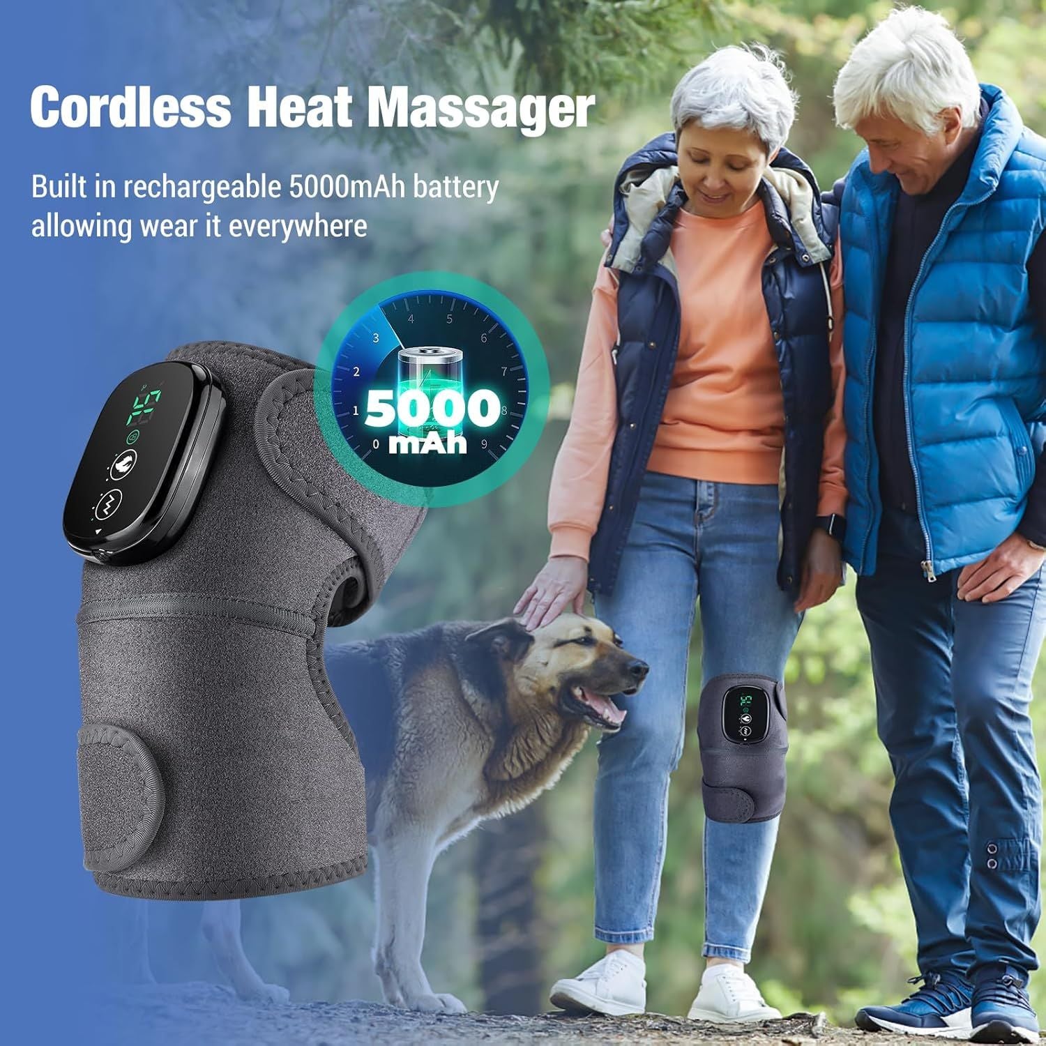 Electric Knee Massager with Heat & Vibration – Cordless Heating Wrap for Knee, Shoulder & Elbow Relief - Infinitygallery.store