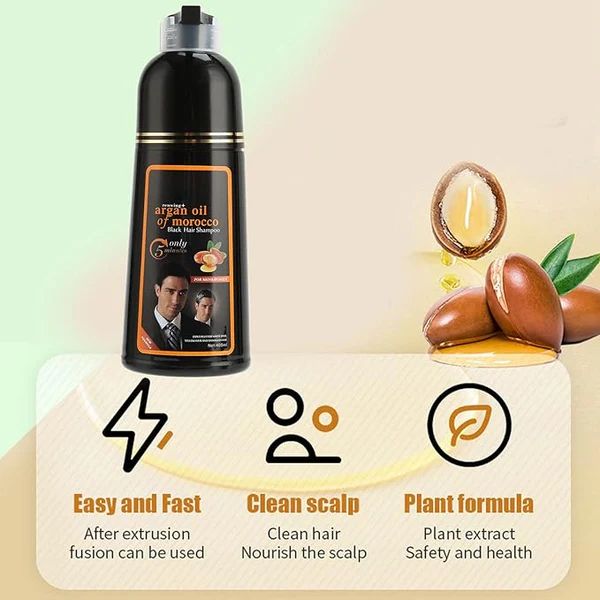 🖤 Black Hair Dye Shampoo – Instant Gray Coverage with Natural Plant Extracts (400ml) - Infinitygallery.store