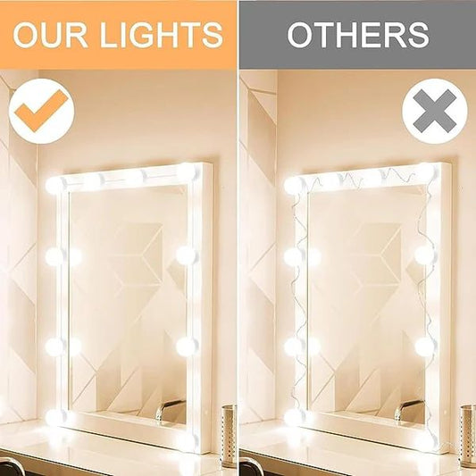 Hollywood Vanity Mirror Lights – 10 LED Bulb Kit with Adjustable Brightness & Hidden Wires - Infinitygallery.store