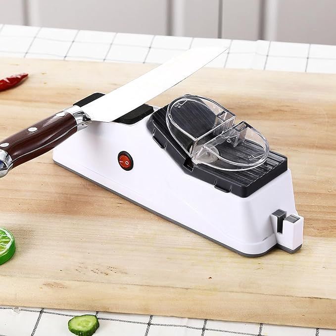 Electric Knife Sharpener – Fast, Double-Sided, Scissor Slot & Safety Non-Slip Base - Infinitygallery.store