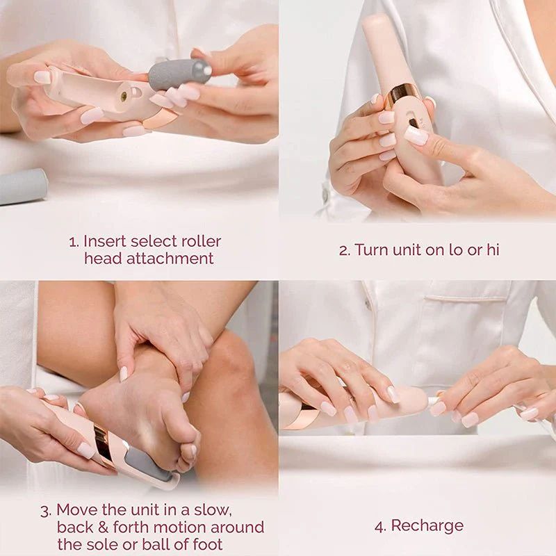 Rechargeable Electric Pedicure Foot File – Callus Remover with Dual Speed & Rollers - Infinitygallery.store