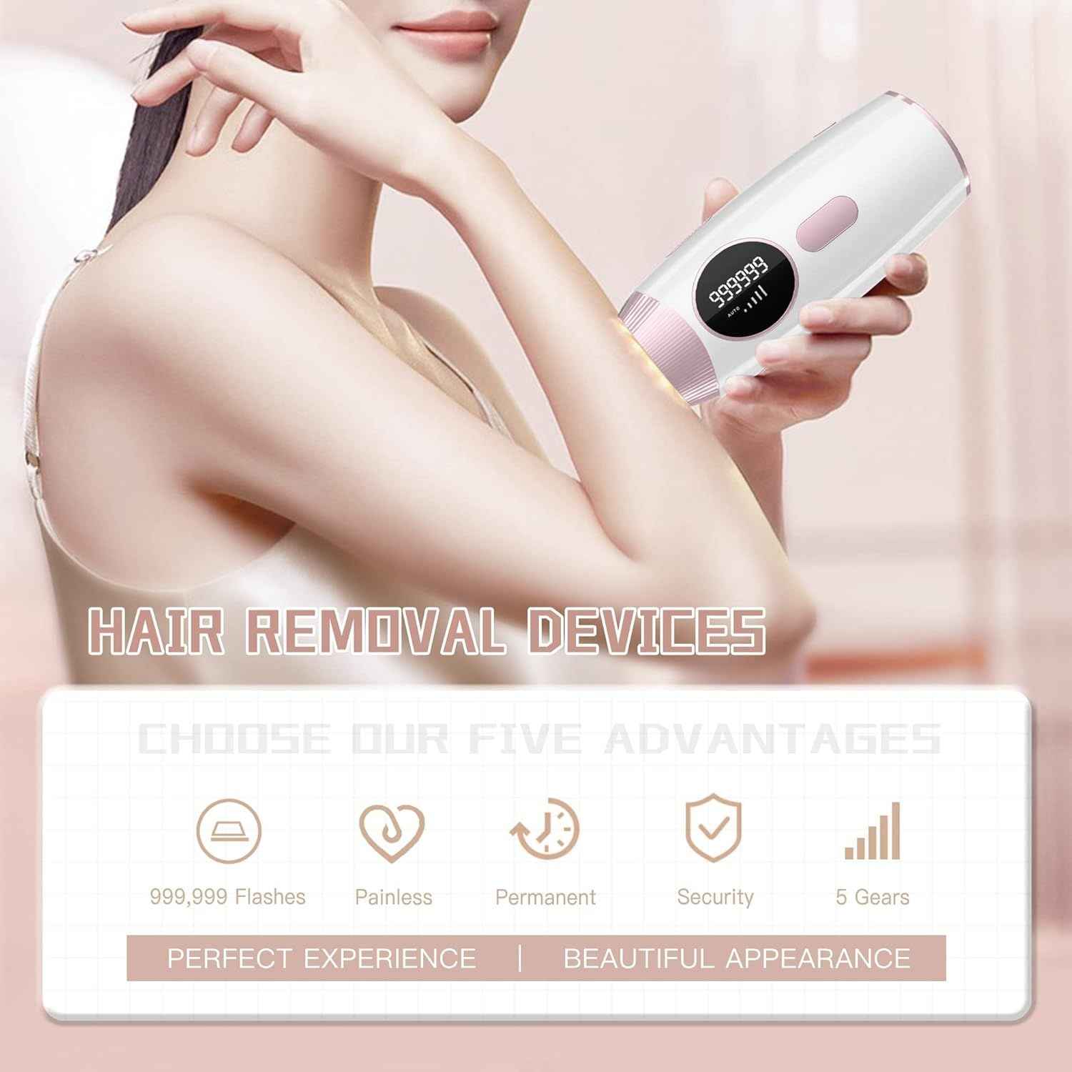 IPL Laser Hair Removal Device – 999,999 Flashes for Women & Men | Safe, Painless, At-Home Use