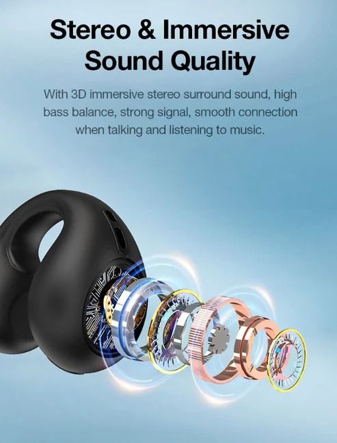 Bone Conduction Bluetooth Headphones – Clip-On, IPX5 Waterproof, 8D Surround Sound - Infinitygallery.store