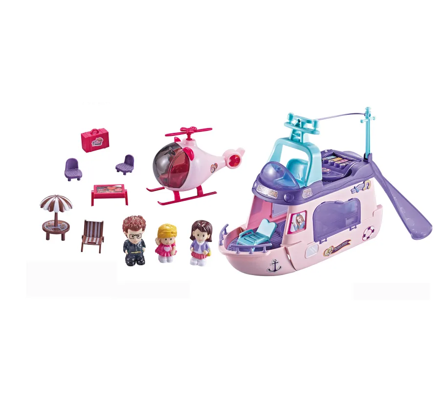 Themy Yacht – Fun Fast Boats | Yacht & Helicopter Playset with Dolls & Accessories