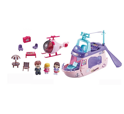 Themy Yacht – Fun Fast Boats | Yacht & Helicopter Playset with Dolls & Accessories