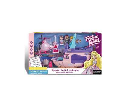 Themy Yacht – Fun Fast Boats | Yacht & Helicopter Playset with Dolls & Accessories