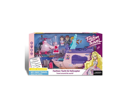 Themy Yacht – Fun Fast Boats | Yacht & Helicopter Playset with Dolls & Accessories
