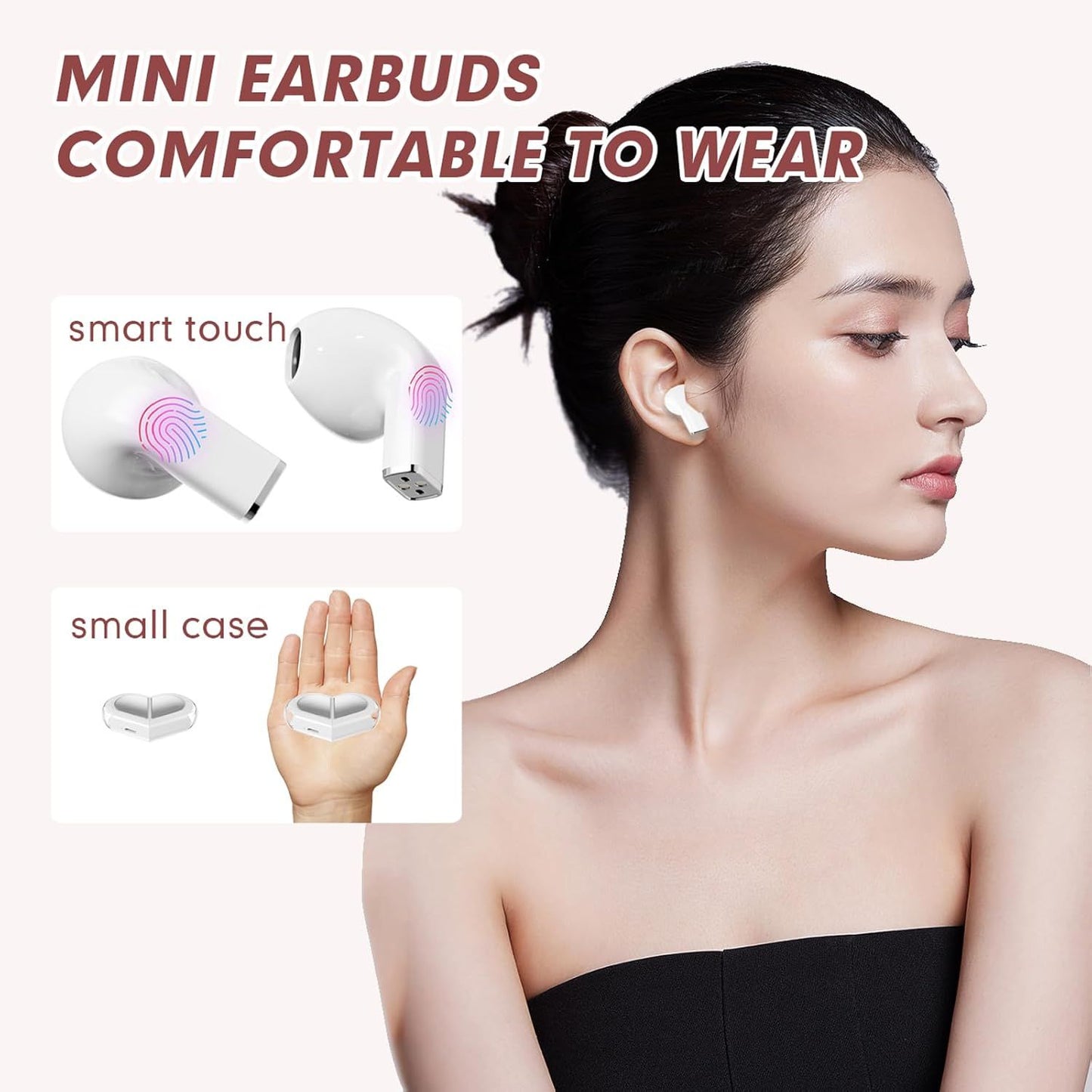Pink Heart Bluetooth Earbuds for Girls – Cute Convertible Case & Long Battery Life - Infinitygallery.store