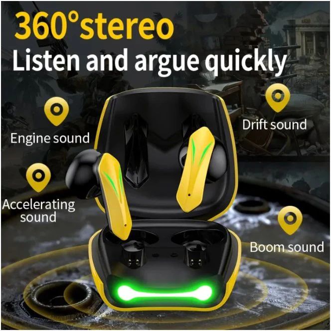 Wireless Gaming Earbuds with Bluetooth 5.0 & LED Charging Case – Deep Bass & Touch Controls - Infinitygallery.store