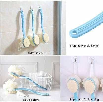 2-in-1 Long Handle Bath Brush & Loofah – Dual-Sided Back Scrubber for Deep Cleaning & Exfoliation - Infinitygallery.store