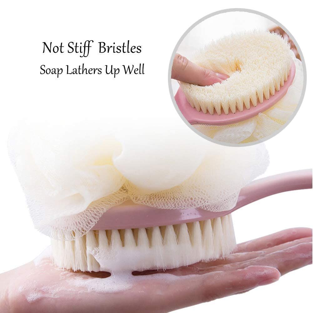 2-in-1 Long Handle Bath Brush & Loofah – Dual-Sided Back Scrubber for Deep Cleaning & Exfoliation - Infinitygallery.store