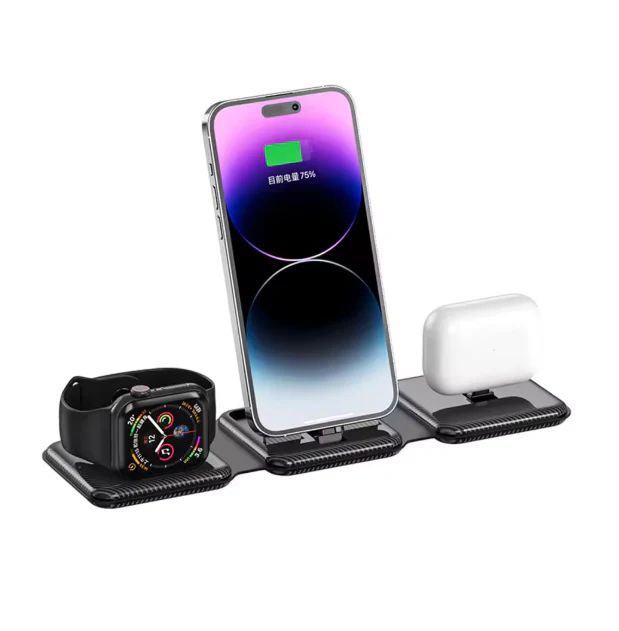 Foldable 3-in-1 Magnetic Wireless Charger – For iPhone, Apple Watch & AirPods - Infinitygallery.store