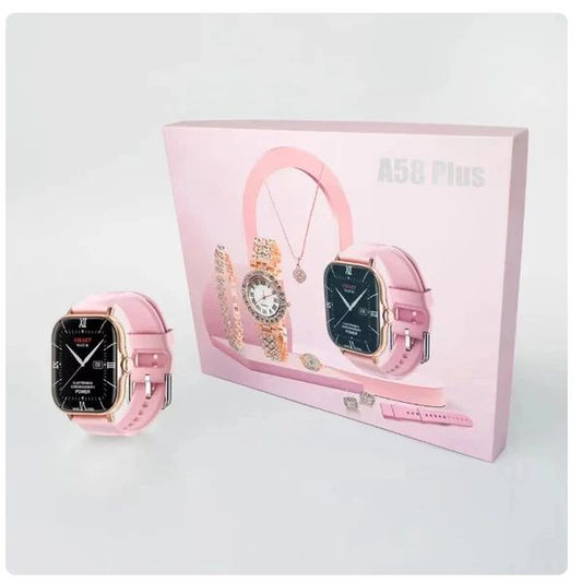 A58 Smart Watch 5-in-1 Gift Pack – Couple Set with Jewelry & Health Tracking | Infinity Gallery - Infinitygallery.store