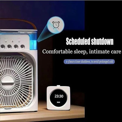 Cooling Fan with Ice – Portable Mini Frost Breeze Oscillating Fan with Misting, Remote & 3 Speeds - Infinitygallery.store